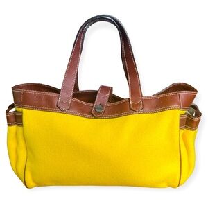 J. Crew NEW Yellow Wool Brown Leather Tote Bag